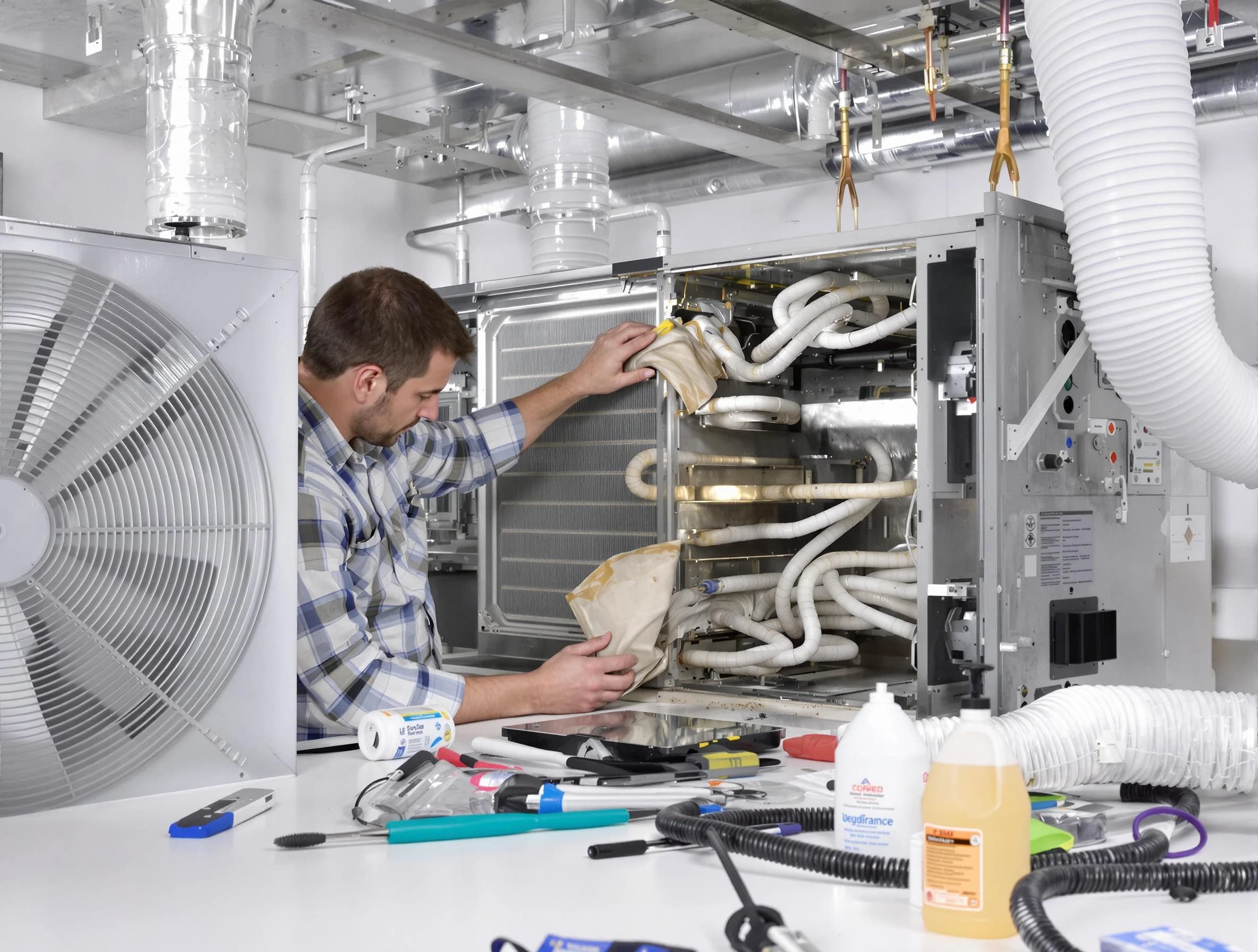 Chartiers Air Duct Cleaning specialist performing precision AC coil cleaning in Chartiers