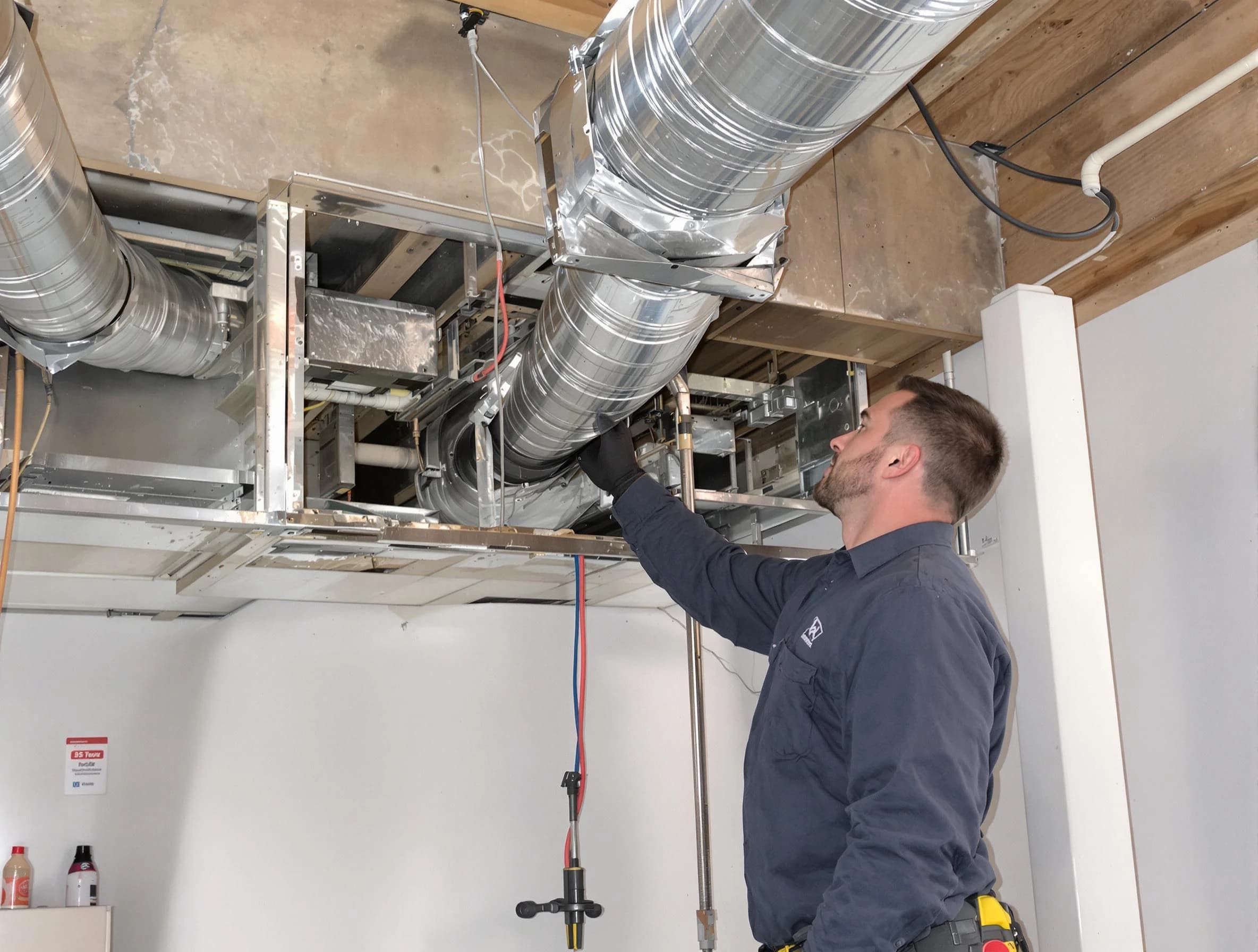 Chartiers Air Duct Cleaning technician performing professional air duct repair using specialized tools in Chartiers