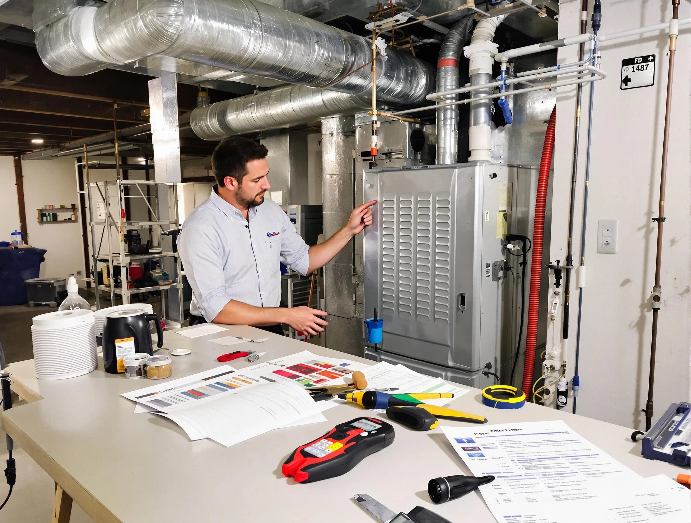 Chartiers Air Duct Cleaning inspector conducting detailed filter system evaluation using professional diagnostic tools in Chartiers