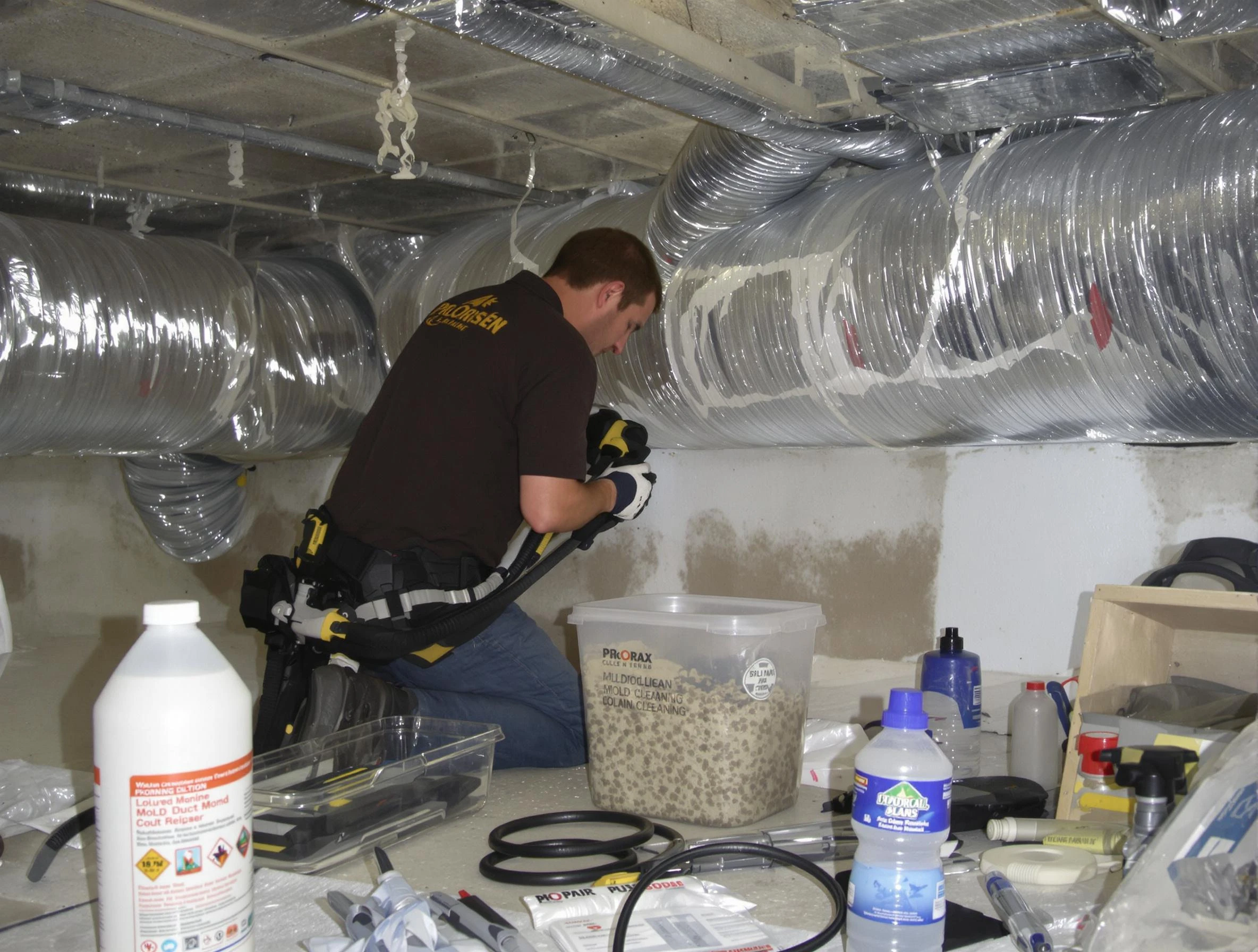 Chartiers Air Duct Cleaning specialist performing professional mold removal from air ducts in Chartiers